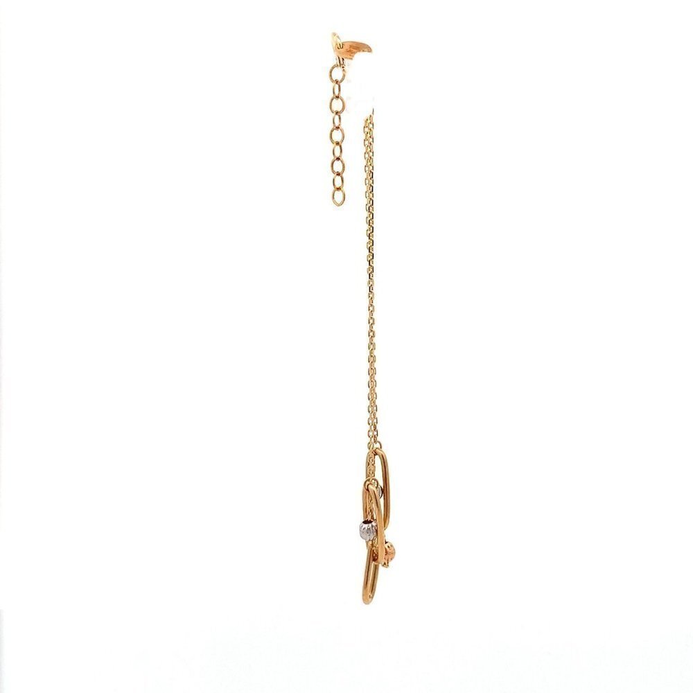 18K Gold Bracelet Cable Chain White Rose Yellow Gold Beads S 6.5 inches 0.5" ext - Picture 11 of 12